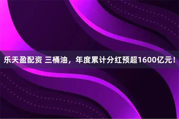 乐天盈配资 三桶油，年度累计分红预超1600亿元！